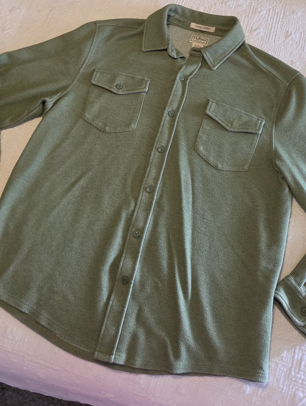 L.L. Bean Comfort Stretch Performance Cotton/Merino Wool Shirt Jacket, Size L